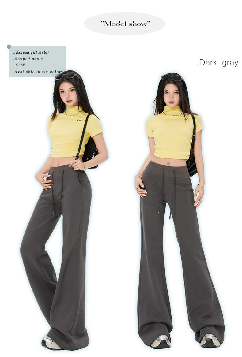 Cardydony Women's High-Waist Drawstring Summer Flared Pants | Slim Fit Lounge Trousers for Women