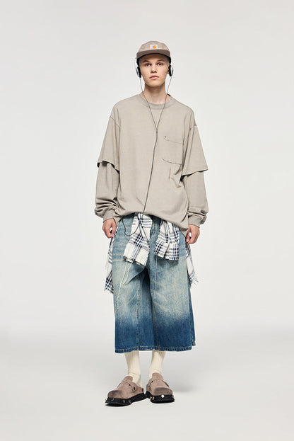 Cardydony Women's Women's Oversized Pocket Long Sleeve T-Shirt - Streetwear Layered Top