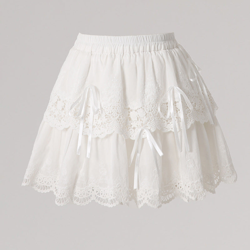 Cardydony Women's Lace A-Line Princess Skirt | High Waist Cotton Mini Skirt for Sweet Feminine Looks