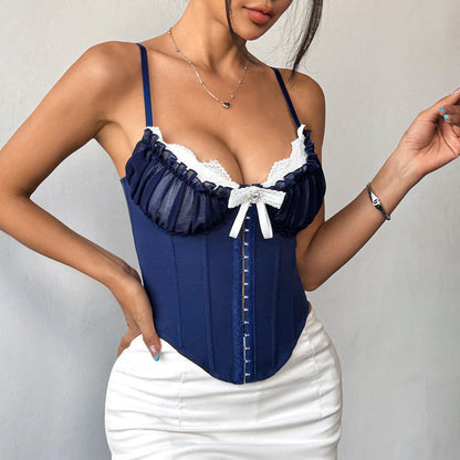Cardydony Women's Sexy Lace Corset Bustier | Ruffled Boned Top for Women