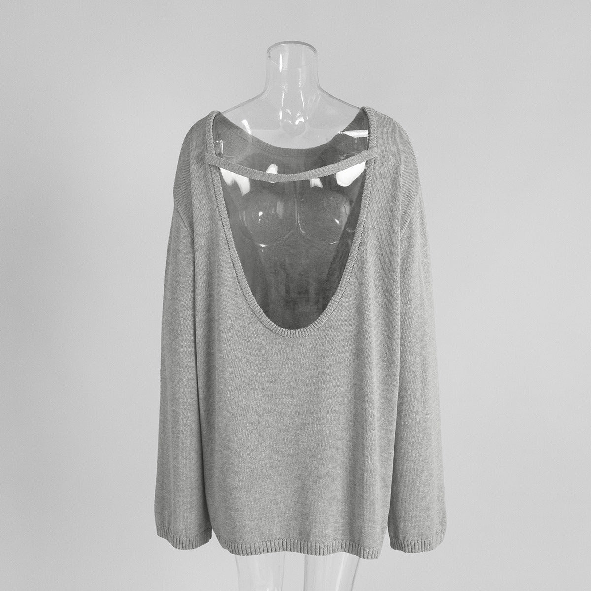 Cardydony Women's Women's Knit Sweater -  Backless Open Back Long Sleeve Top