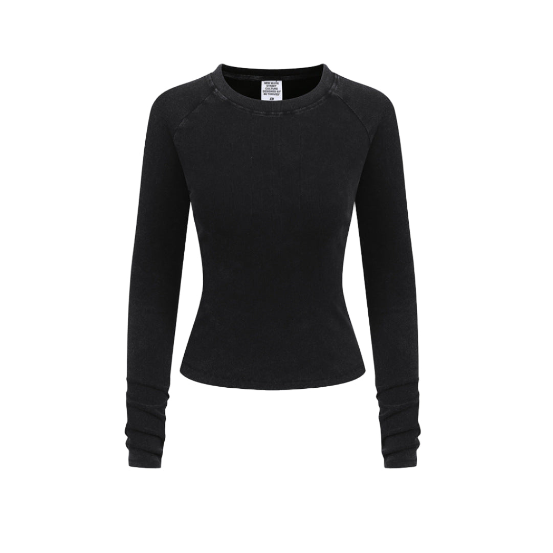 Cardydony Women's Women's Long Sleeve Tee Solid Color - Slim Fit Raglan Everyday Layer