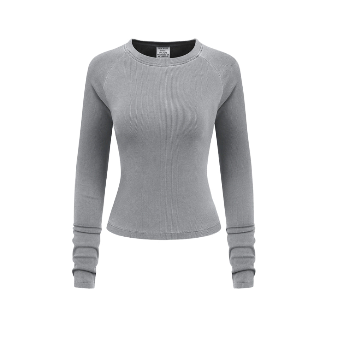 Cardydony Women's Women's Long Sleeve Tee Solid Color - Slim Fit Raglan Everyday Layer