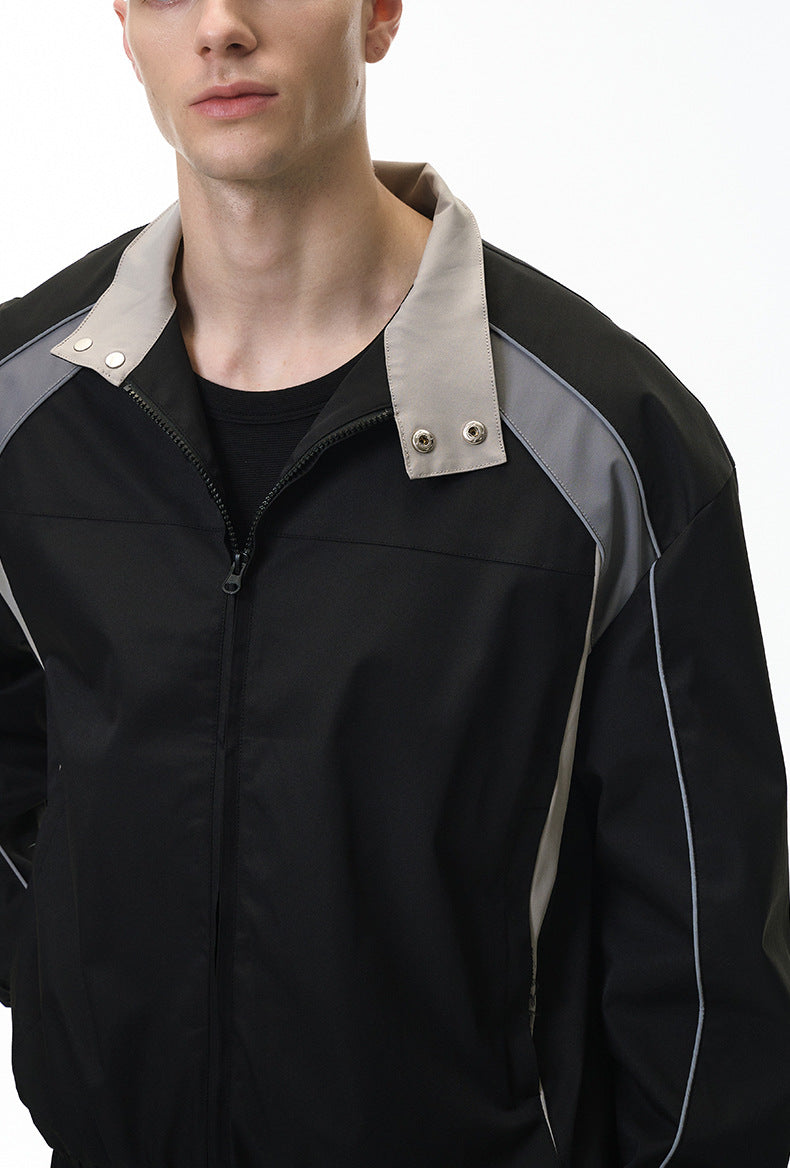 Cardydony Women's Tracksuit Racing Jacket Lines Zip Pockets Stand Collar — Womens Wide Leg Pants