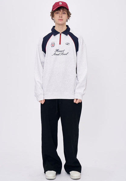 Cardydony Women's Women's Embroidered Long Sleeve T-Shirt - Polo Collar Oversized Sweatshirt