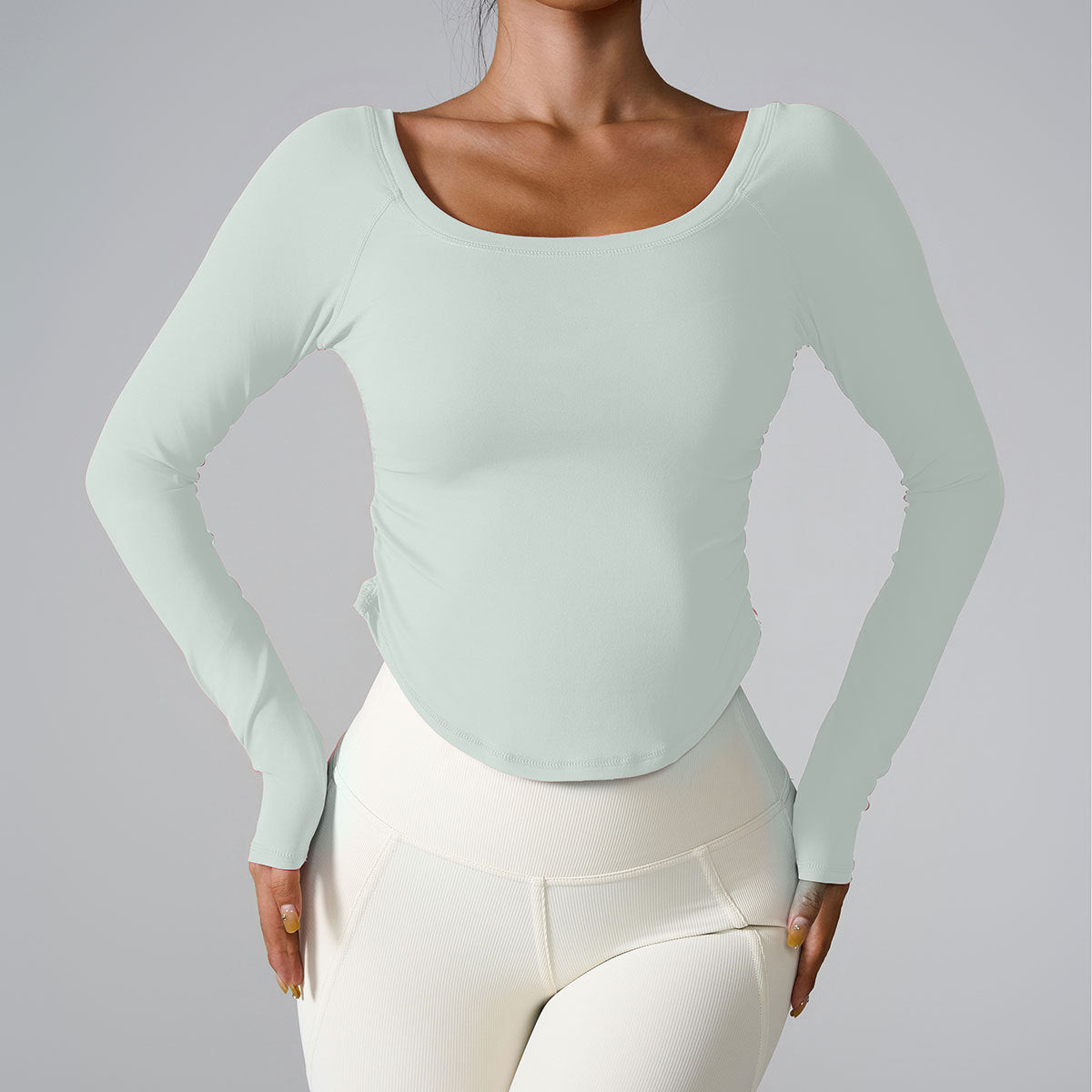 Cardydony Women's Women's Long Sleeve Top – Fitted Nylon Workout T-Shirt