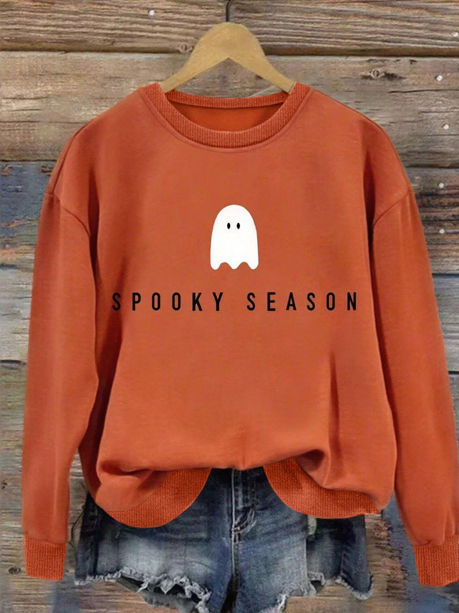 Cardydony Women's Mock Neck Oversized Sweatshirt – Ghost Print Cozy Fall Pullover