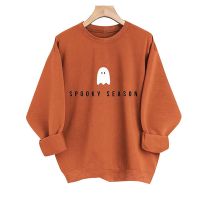 Cardydony Women's Mock Neck Oversized Sweatshirt – Ghost Print Cozy Fall Pullover