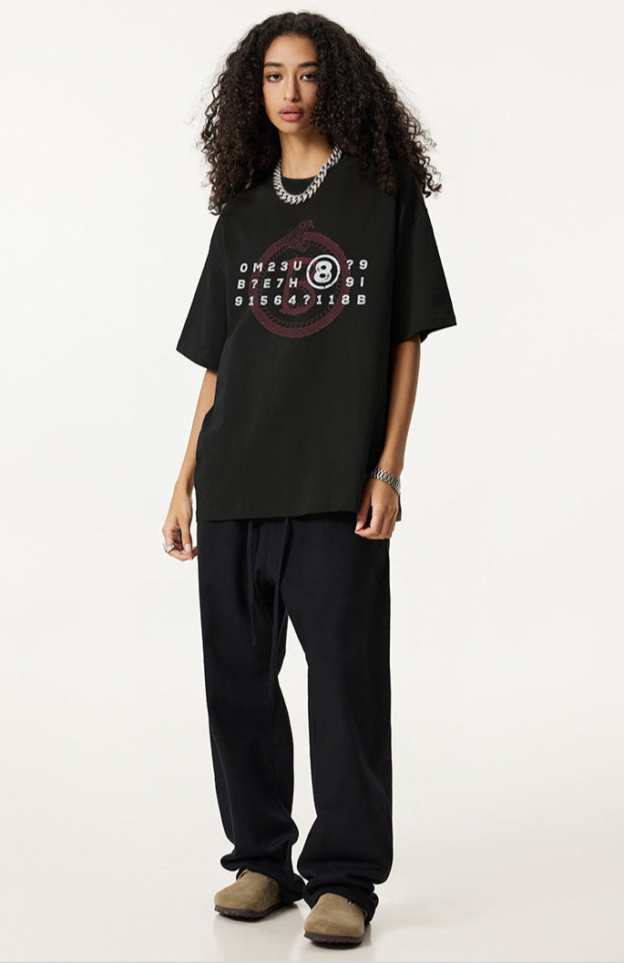 Cardydony Women's Ouroboros 8Ball Graphic Tee for Women | Oversized Soft Cotton Streetwear Top