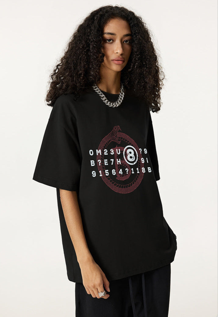 Cardydony Women's Ouroboros 8Ball Graphic Tee for Women | Oversized Soft Cotton Streetwear Top