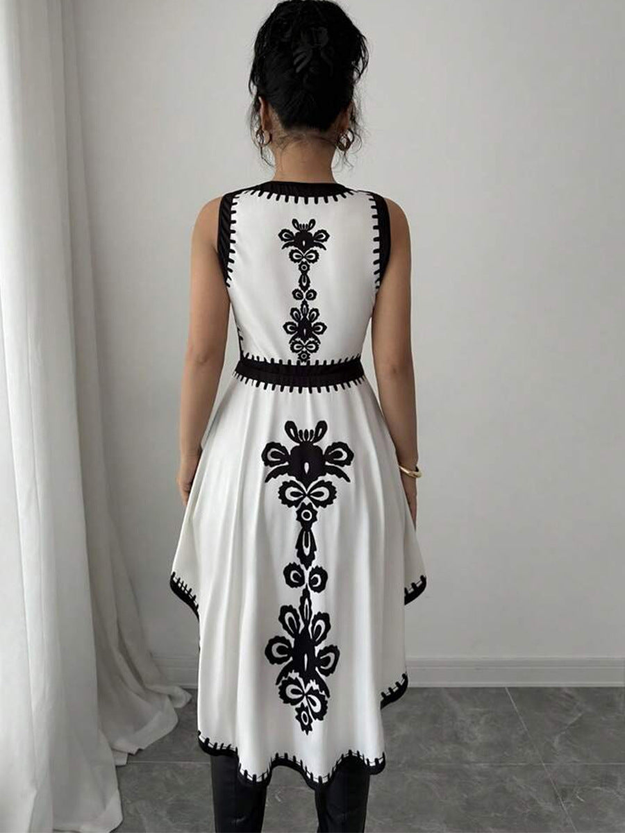 Cardydony Women's Asymmetrical Embroidered Peplum Top – Sleeveless Elegant Statement Style