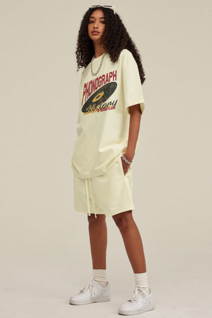 ardydony Women's Phonograph Graphic Tee – Oversized Streetwear T-Shirt for Women