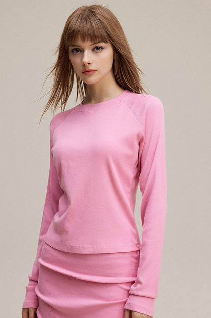 Cardydony Women's Women's Long Sleeve Tee Solid Color - Slim Fit Raglan Everyday Layer