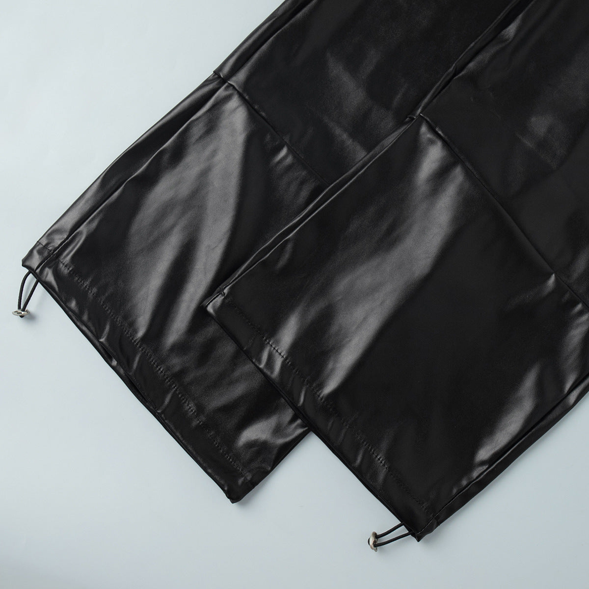 Cardydony Women's PU Leather Women's Pants – Wide Leg Streetwear Drawstring Trousers