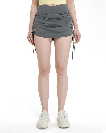 Cardydony Women's Ruched Mini Skirt for Women | High Waisted Active Skirt with Built-in Shorts