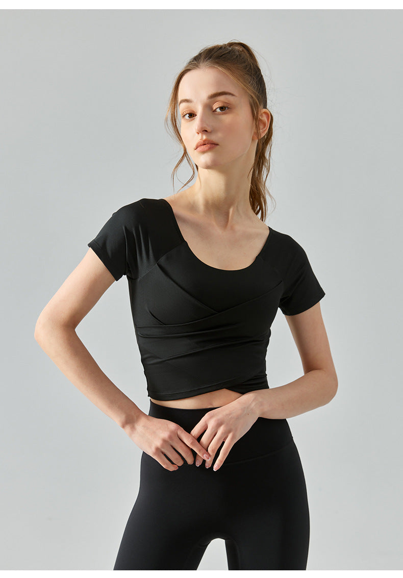 Cardydony Women's Seamless Short Sleeve Yoga Top | Removable Chest Pads, Slim Fit