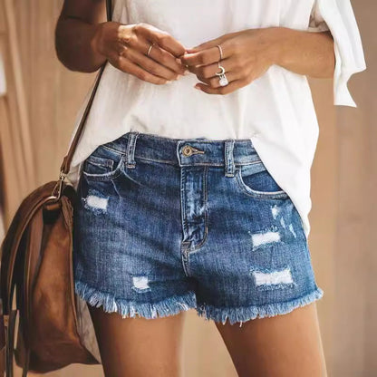 Cardydony Women's Summer Ripped Denim Shorts | High Waist Frayed Hem Cotton Jean Shorts