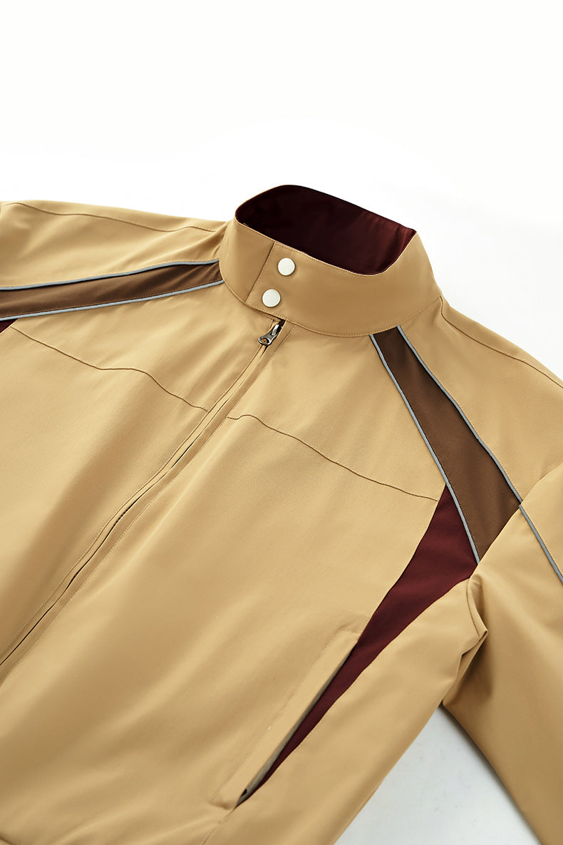 Cardydony Women's Tracksuit Racing Jacket Lines Zip Pockets Stand Collar — Womens Wide Leg Pants