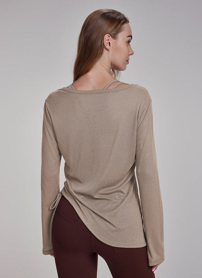 Cardydony Women's Women's Lightweight Yoga Top | V-Neck Long Sleeve Shirt for Training & Lounging
