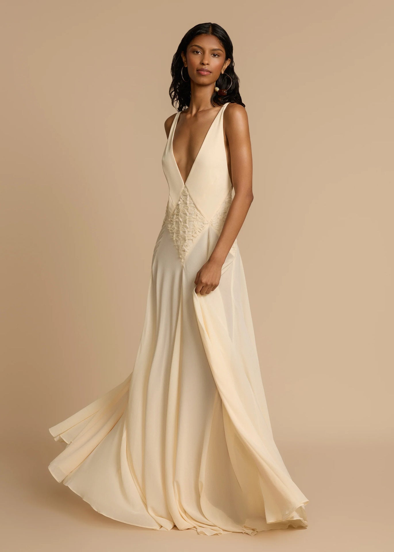 Cardydony Women's White Deep V-Neck Lace Maxi Dress | Flowy Vacation Cami Dress