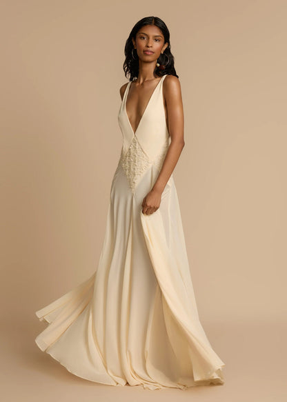 Cardydony Women's White Deep V-Neck Lace Maxi Dress | Flowy Vacation Cami Dress