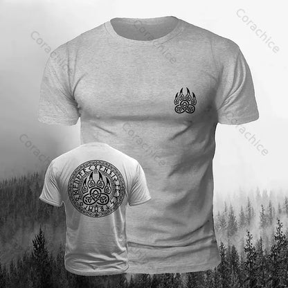 Cardydony Men's Viking Bear Paw Print Casual Short Sleeve T-shirt