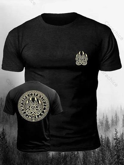 Cardydony Men's Viking Bear Paw Print Casual Short Sleeve T-shirt