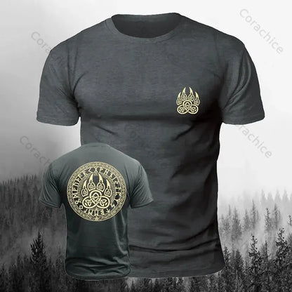 Cardydony Men's Viking Bear Paw Print Casual Short Sleeve T-shirt