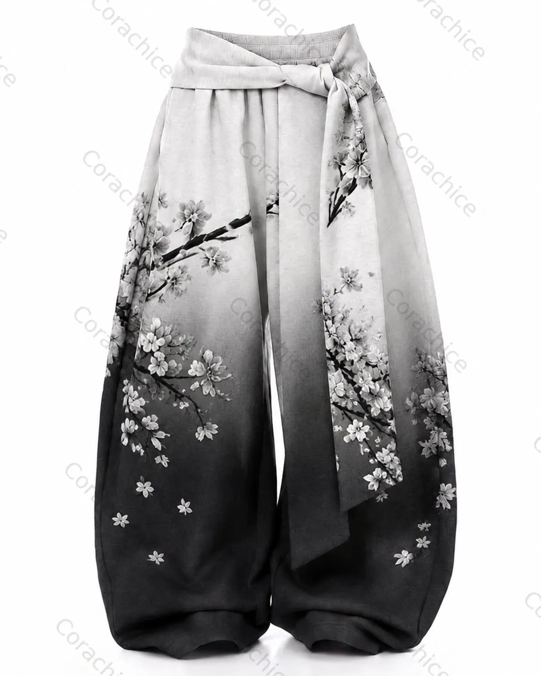 Cardydony Women's Loose-Fitting Japanese-Print Tie-Waist Sports Pants