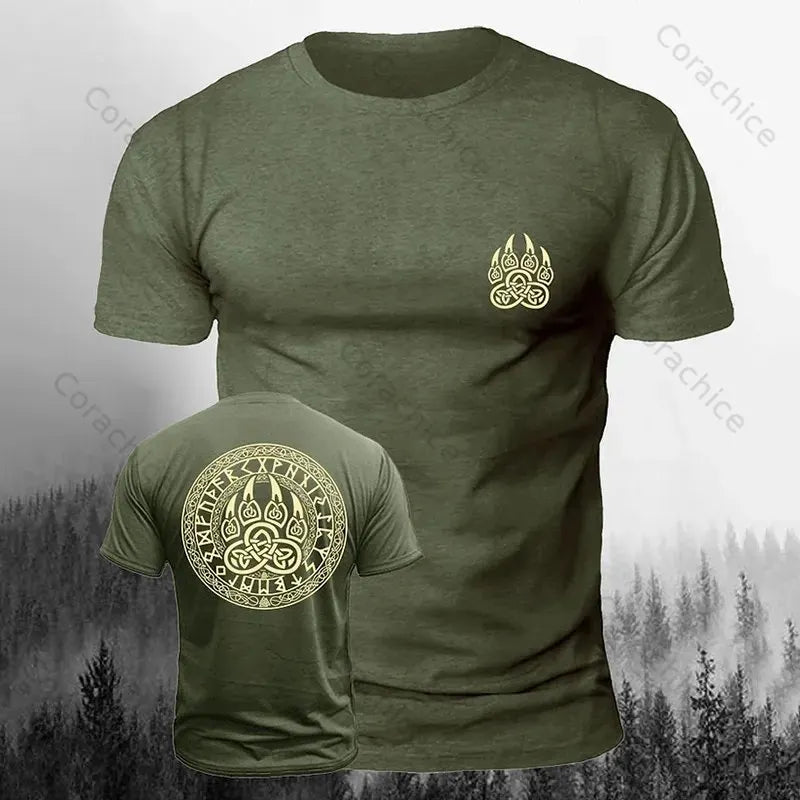 Cardydony Men's Viking Bear Paw Print Casual Short Sleeve T-shirt