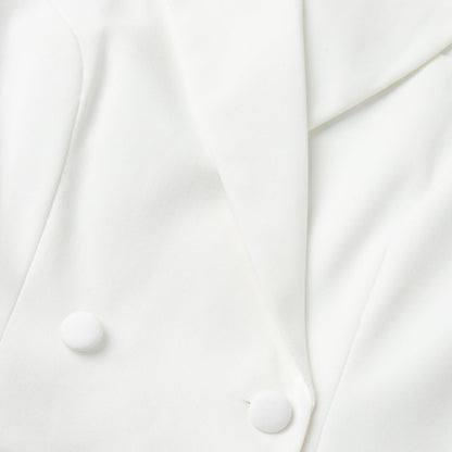 Cardydony Women's Structured White Blazer Tailored Double-Breasted Suit Jacket for Women