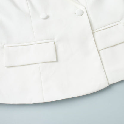 Cardydony Women's Structured White Blazer Tailored Double-Breasted Suit Jacket for Women