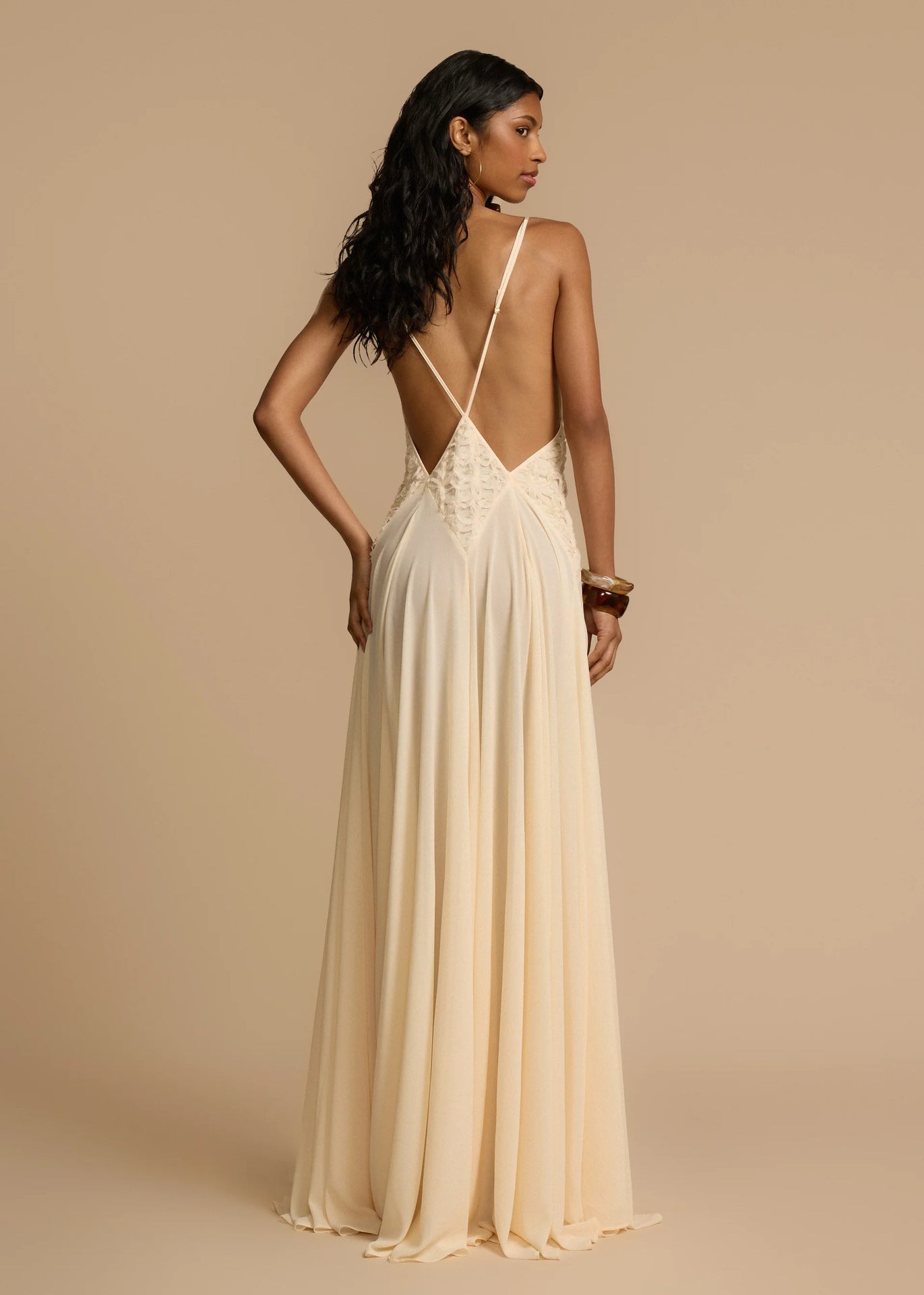 Cardydony Women's White Deep V-Neck Lace Maxi Dress | Flowy Vacation Cami Dress