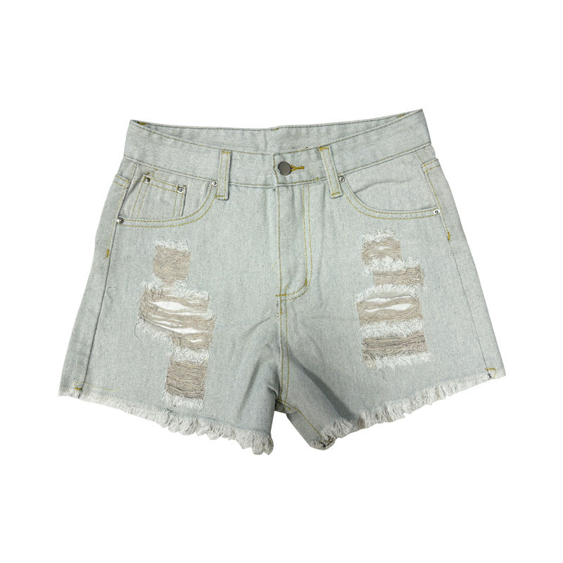 Cardydony Women's Women's High Waist Distressed Denim Shorts | Ripped Frayed Hem Cotton Shorts