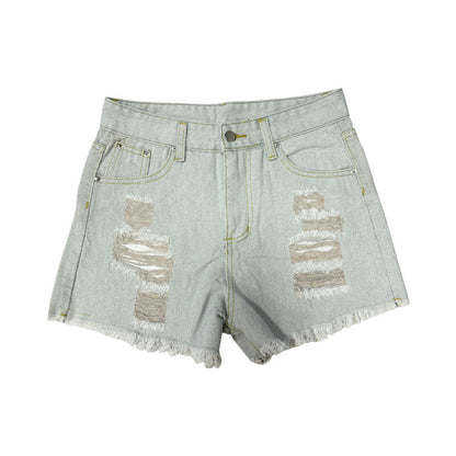 Cardydony Women's Women's High Waist Distressed Denim Shorts | Ripped Frayed Hem Cotton Shorts