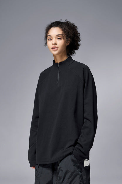 Cardydony Women's Women's Half Zip Long Sleeve T Shirt Cotton Blend - Relaxed Fit Casual Top