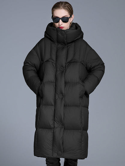 Cardydony Women's Long Hooded Puffer Coat – Oversized Down Coat for Winter Warmth