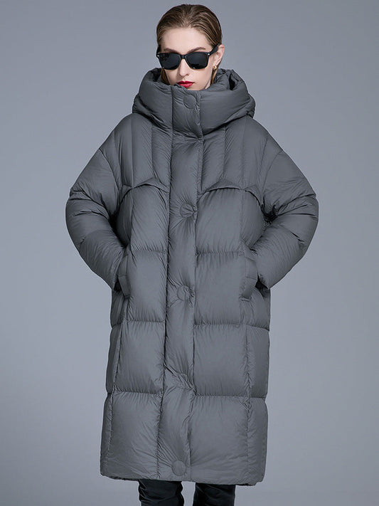 Cardydony Women's Long Hooded Puffer Coat – Oversized Down Coat for Winter Warmth