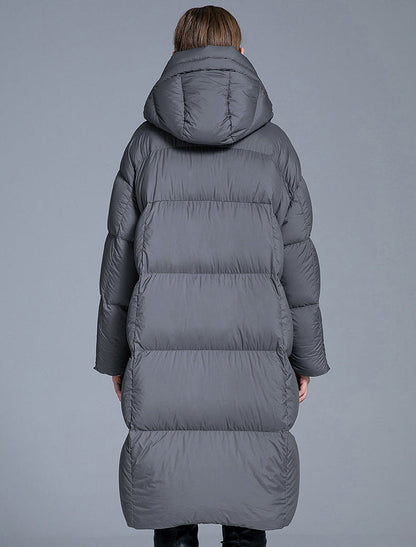 Cardydony Women's Long Hooded Puffer Coat – Oversized Down Coat for Winter Warmth
