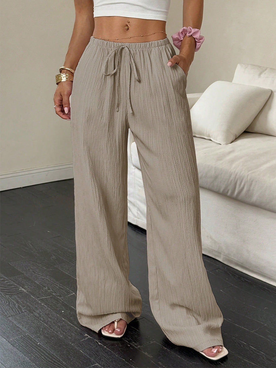 Cardydony Women's Women's Khaki Wide Leg Pants – High Waist Straight Drawstring Trousers