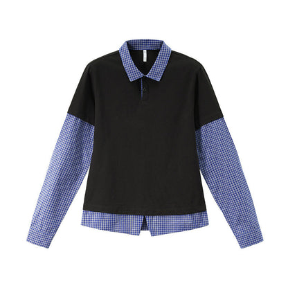 Cardydony Women's Women's Layered Long Sleeve Polo Shirt | Oversized Preppy Streetwear Back-to-School Top