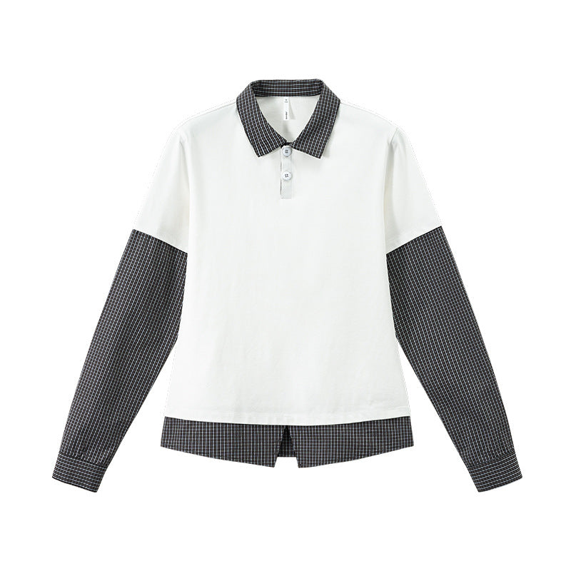 Cardydony Women's Women's Layered Long Sleeve Polo Shirt | Oversized Preppy Streetwear Back-to-School Top