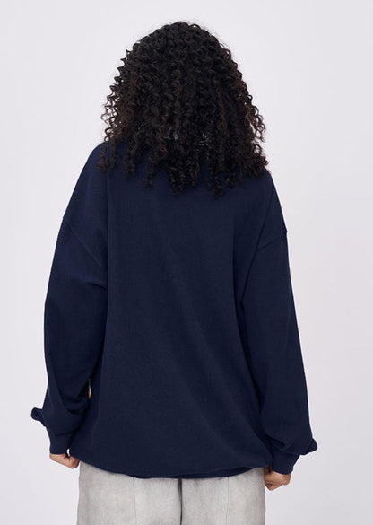 Cardydony Women's Women's Embroidered Long Sleeve T-Shirt - Polo Collar Oversized Sweatshirt