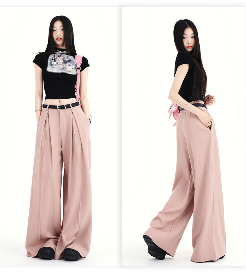 Cardydony Women's Y2K High-Waist Wide-Leg Pants | Street Style Pleated Trousers for Women