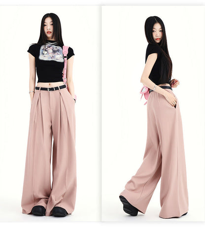 Cardydony Women's Y2K High-Waist Wide-Leg Pants | Street Style Pleated Trousers for Women