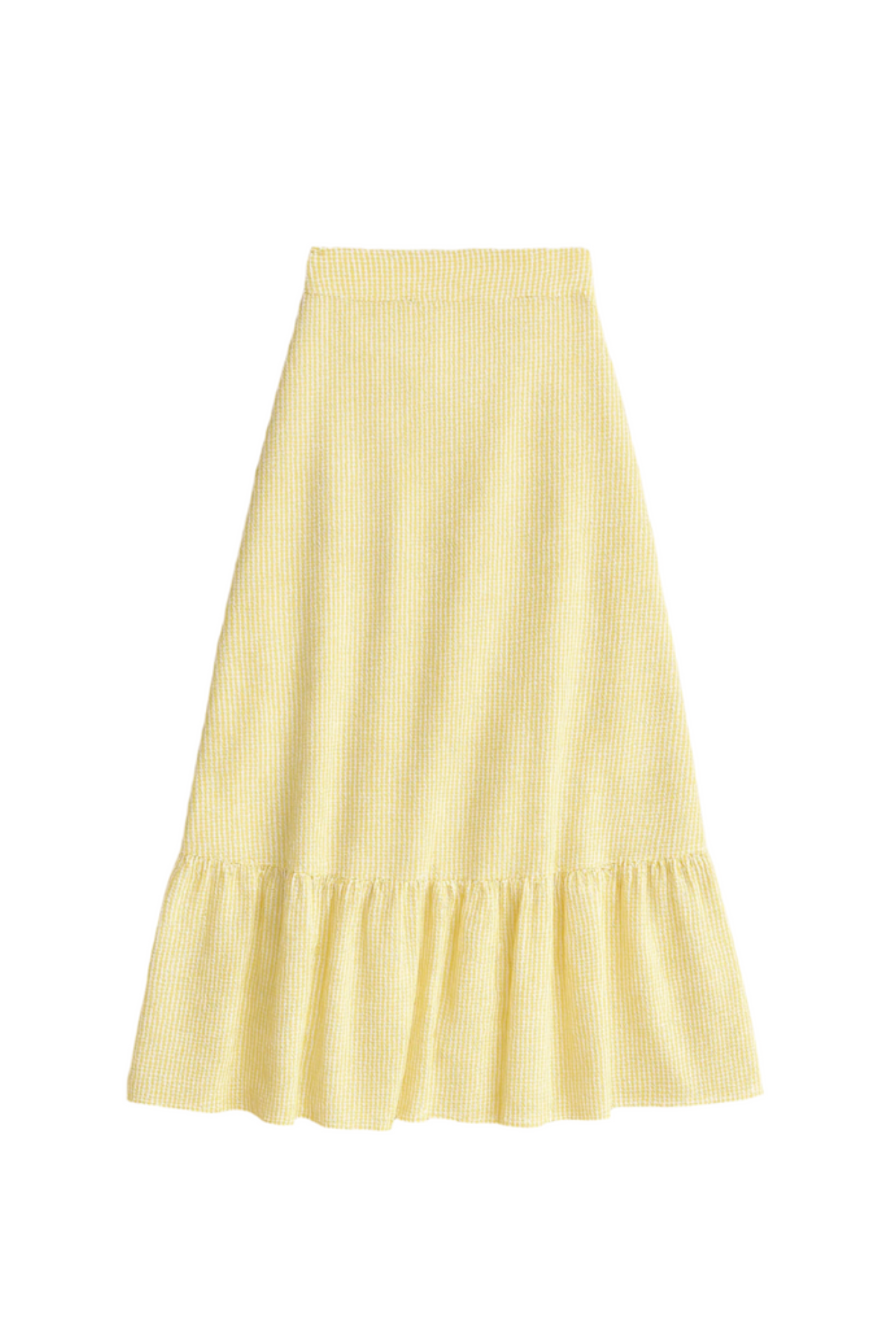Cardydony Women's Yellow High Waisted Ruffle Midi Skirt – Flowy Summer Beach Skirt for Women