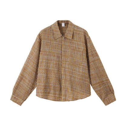Cardydony Women's Plaid Shirt Oversized Button Up Seersucker Texture Curved Hem – Women's Layer