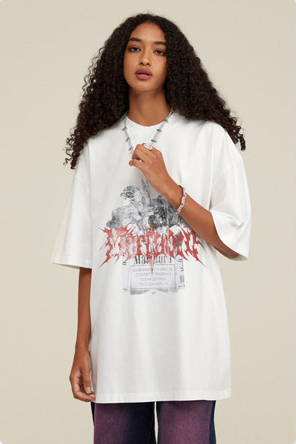 Cardydony Women's Yesskary Smoking Graphic Tee for Women | Oversized Washed Cotton Streetwear Top