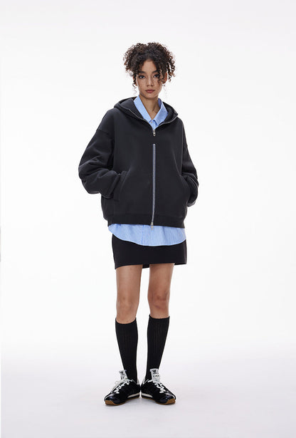 Cardydony Women's Women's Oversized Fleece Zip Hoodie — Streetwear Double Zipper Jacket